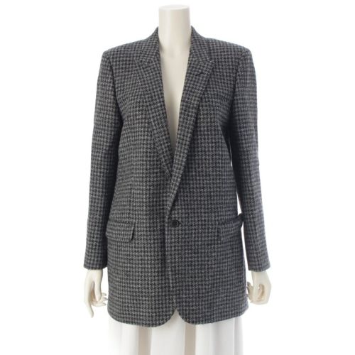 サンローラン 15年 ウール 千鳥柄 テーラードジャケット アウター 401544 グレー F42
