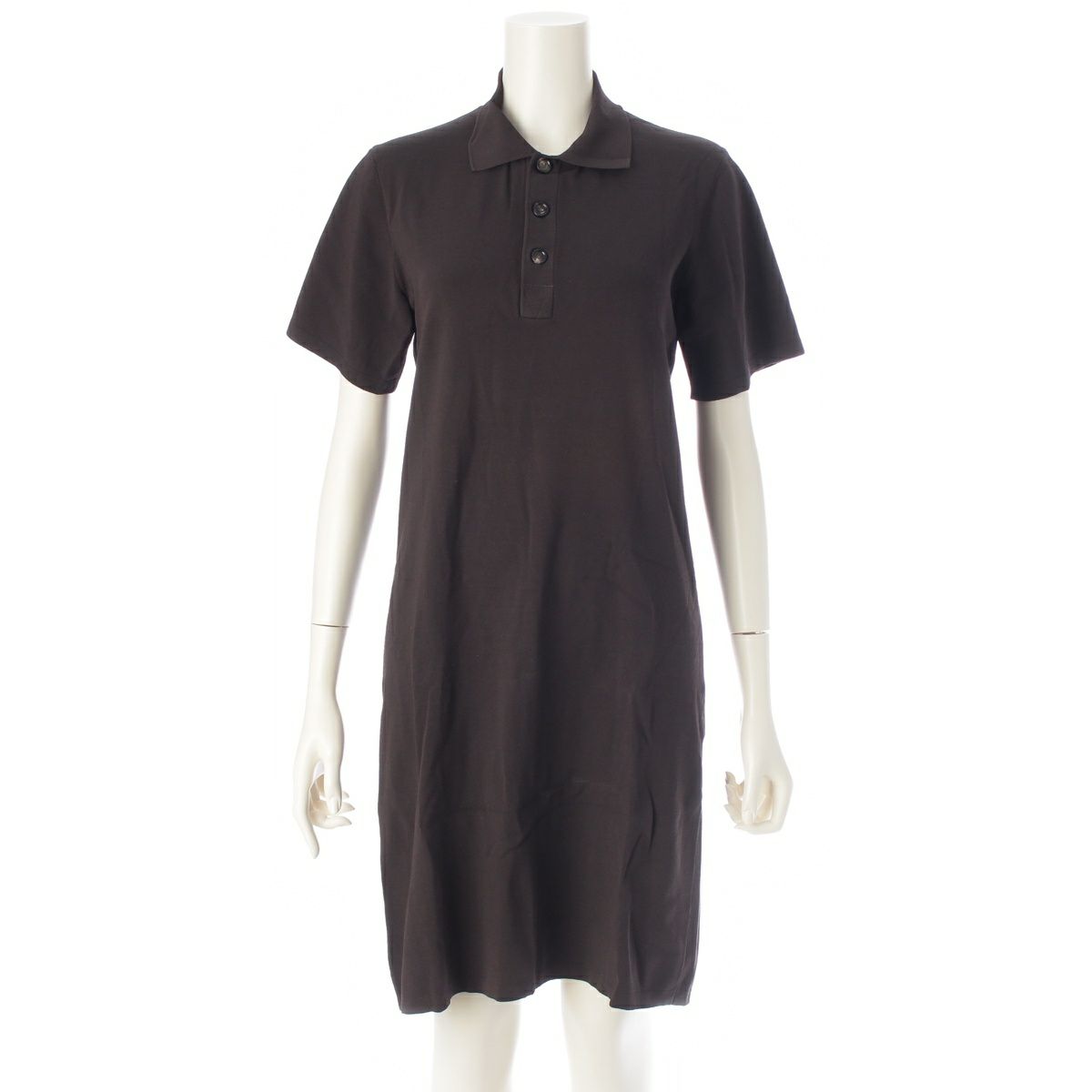 ボッテガヴェネタ 20年 ユニフォーム ニット ロゴボタン ワンピース 656255 ブラウン XS