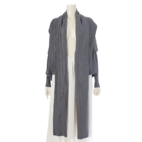 イッセイミヤケ 90s 97SS バウンス 横プリーツ タイデザイン ワイドクロップ ジャケット グレー M