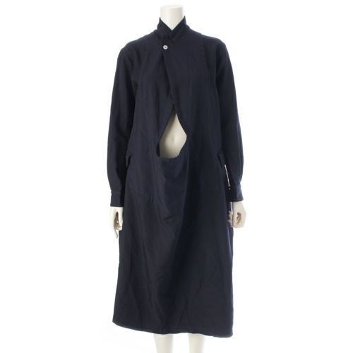 コムデギャルソン AD2015 ポリエステル 穴開き 変形 ワンピース GP-O007 ネイビー S