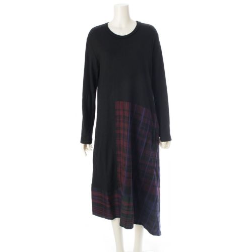 ヨウジヤマモト 20AW ウール チェック ワンピース YR-D09-806 ブラック 1
