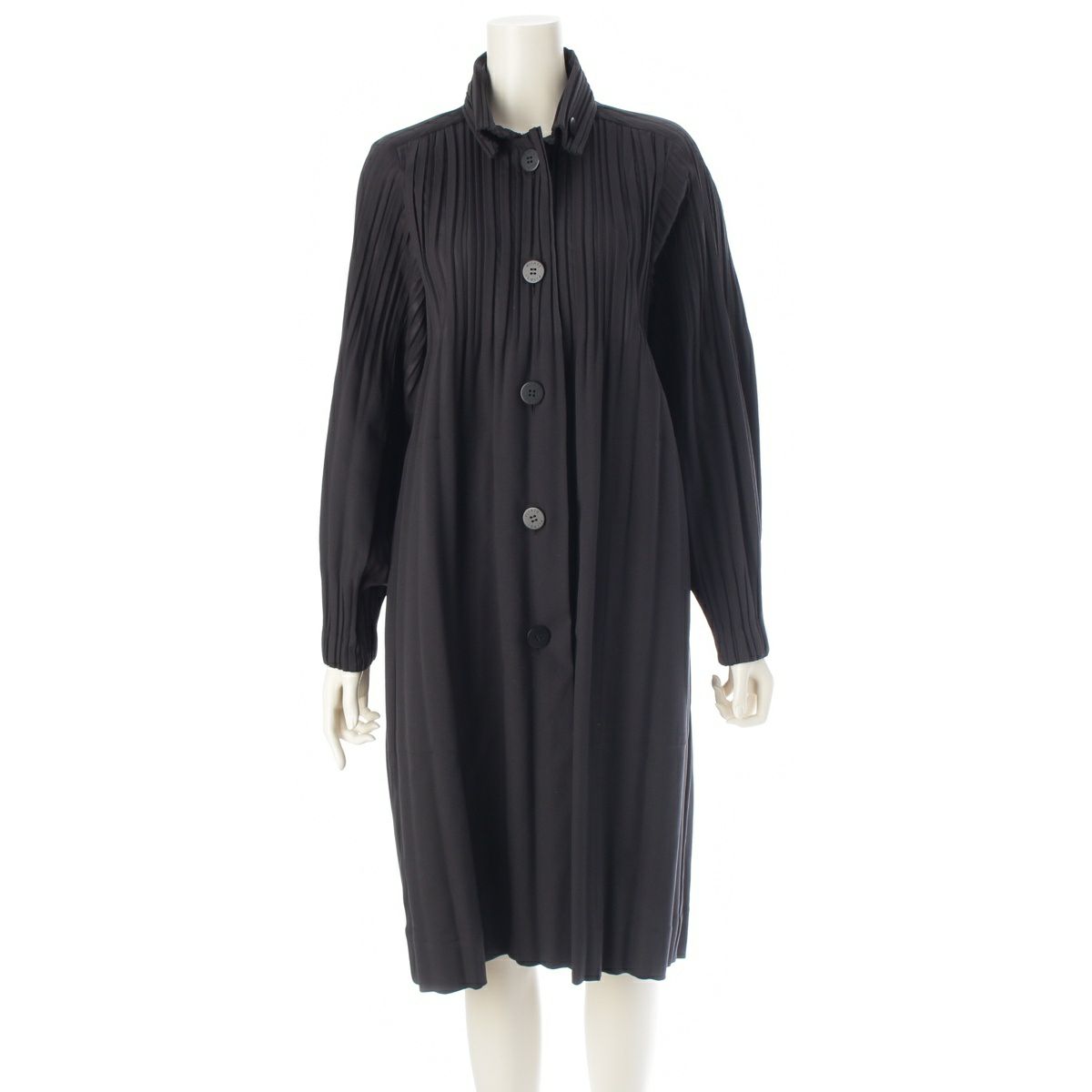 プリーツプリーズ イッセイミヤケ 23AW ポリエステル アウター スムースコート PP33ZA873 ブラック 3