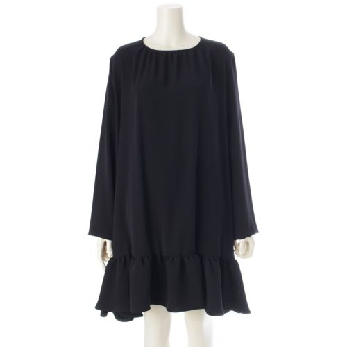 ヨーコチャン ポリエステル 裾 フリル ロング ワンピース ブラック 40