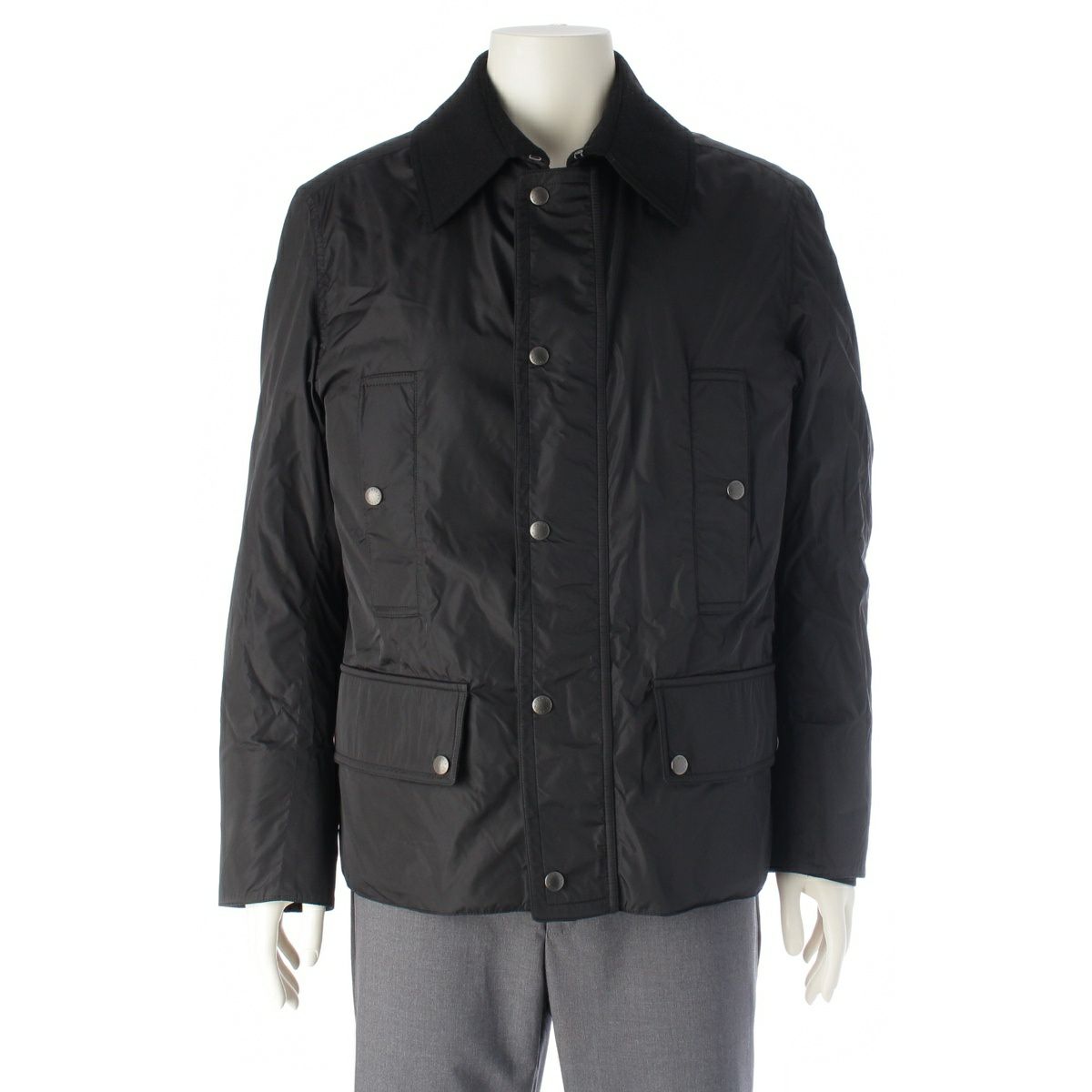ルイヴィトン ナイロン ウール ライナー付き ダブルジップ ブルゾン ジャケット アウター ブラック 46