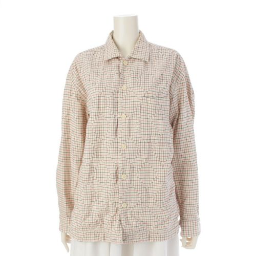 イッセイミヤケ 03AW コットン チェック ダイヤキルティング 長袖シャツ トップス ME33FJ041 ベージュ 2