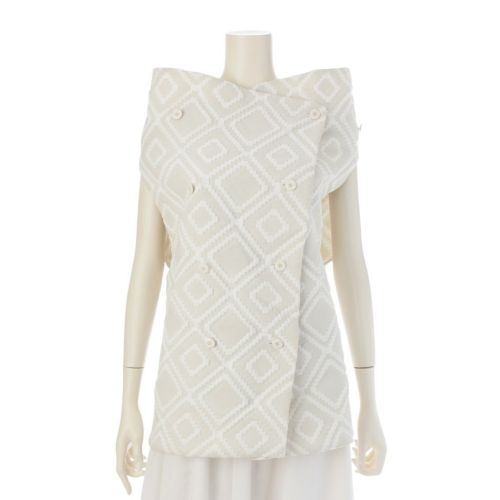 イッセイミヤケ 2017 Baked Stretch ベイクドストレッチ ベスト ジャケット IM71FE001 ホワイト 2