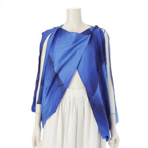 イッセイミヤケ 2012 変形 バックスリット ポンチョ ブラウス トップス IM21FJ507 ブルー 2