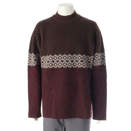 ジルサンダー ウール メンズ クルーネック オーバーサイズ ニット セーター JSMP752030 ボルドー ブラウン 44