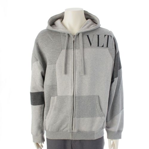ヴァレンティノ ジップアップ ロゴ パーカー フーディー トップス WV3MF19E7CW グレー S