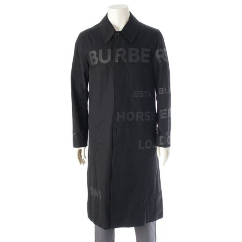 バーバリー ホースフェリー ノバチェック ロゴ ステンカラーコート 8027714 ブラック 46