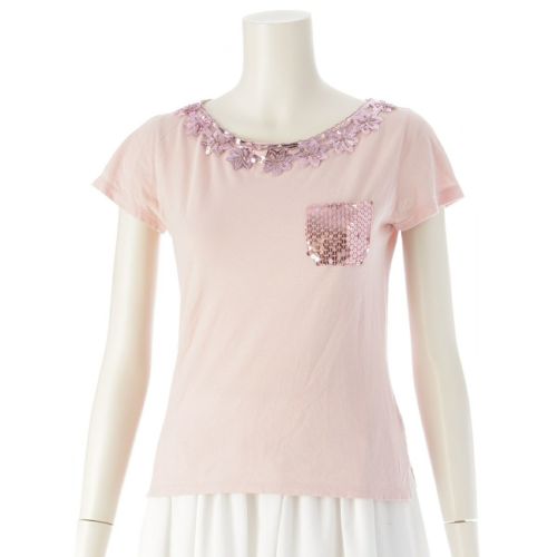 ミュウミュウ スパンコール 半袖Ｔシャツ トップス ピンク S