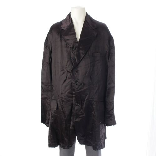 コムデギャルソンオムプリュス AD2021 キュプラ ローズ スカル ロゴプリント オーバーサイズ テーラードジャケット アウター PI-J052 ブラック XL