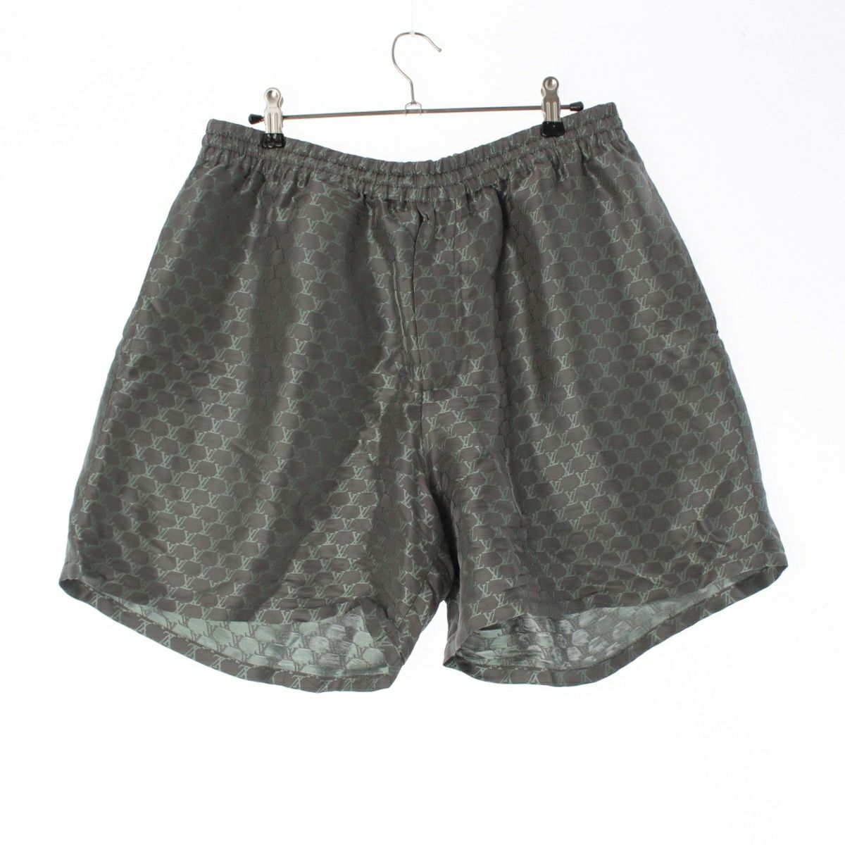 ルイヴィトン 24AW シルク コットン ビスコース LVマーク パンツ ボトムス ハーフ HRP08W グレー グリーン 50