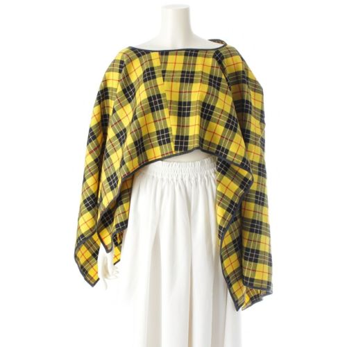 コムデギャルソン AD1999 チェック柄 変形 ポンチョ GP-04016S イエロー S