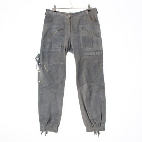 クリスチャンディオール 2003年 カーフスキン ガリアーノ レースアップ ジップデザイン パンツ ボトムス 3P14044050 グレー系 40