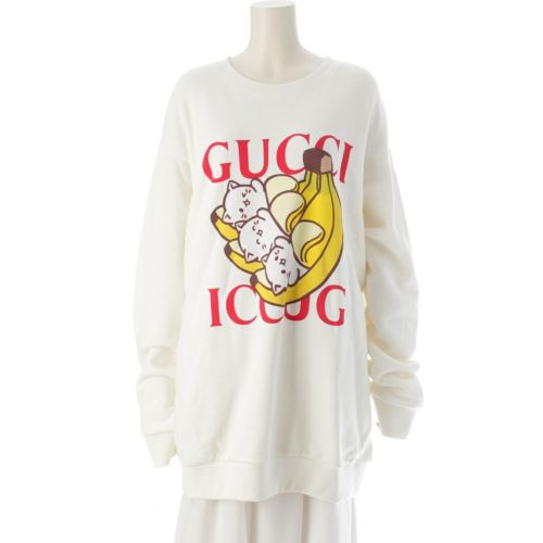 グッチ ばなにゃ コットン トレーナー スウェット トップス アイボリー XXL