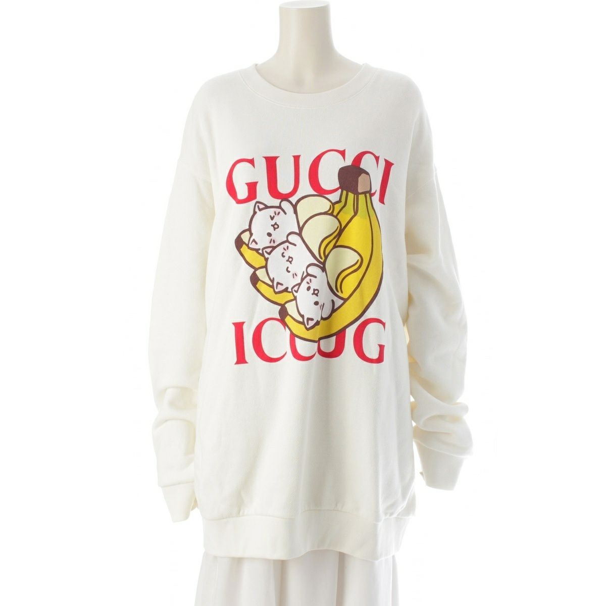 グッチ ばなにゃ コットン トレーナー スウェット トップス アイボリー XXL