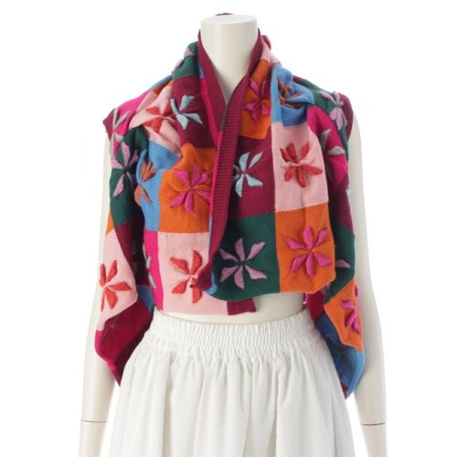 コムデギャルソン AD1999 99A/W ウール フラワー パネル切替 ニット ストール ボレロ GN-040250 マルチカラー