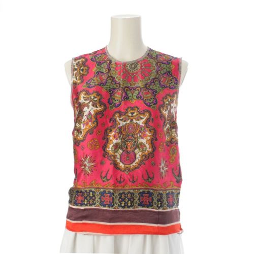 コムデギャルソン AD2011 11AW デカダンス期 スカーフ再構築 ノースリーブ トップス 古着カスタマイズ GH-B015 マルチカラー XS