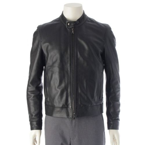 エンメティ ラムスキン JURI ユリ シングル ライダースジャケット ブラック 44