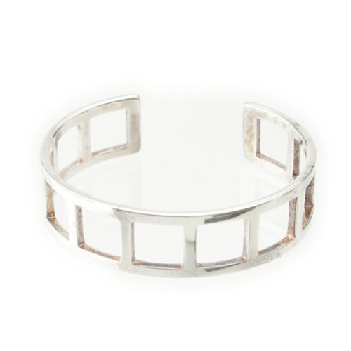 グッチ ヴィンテージ スクエア オープン バングル ブレスレット アクセサリー 925 202493 シルバー 28.2g