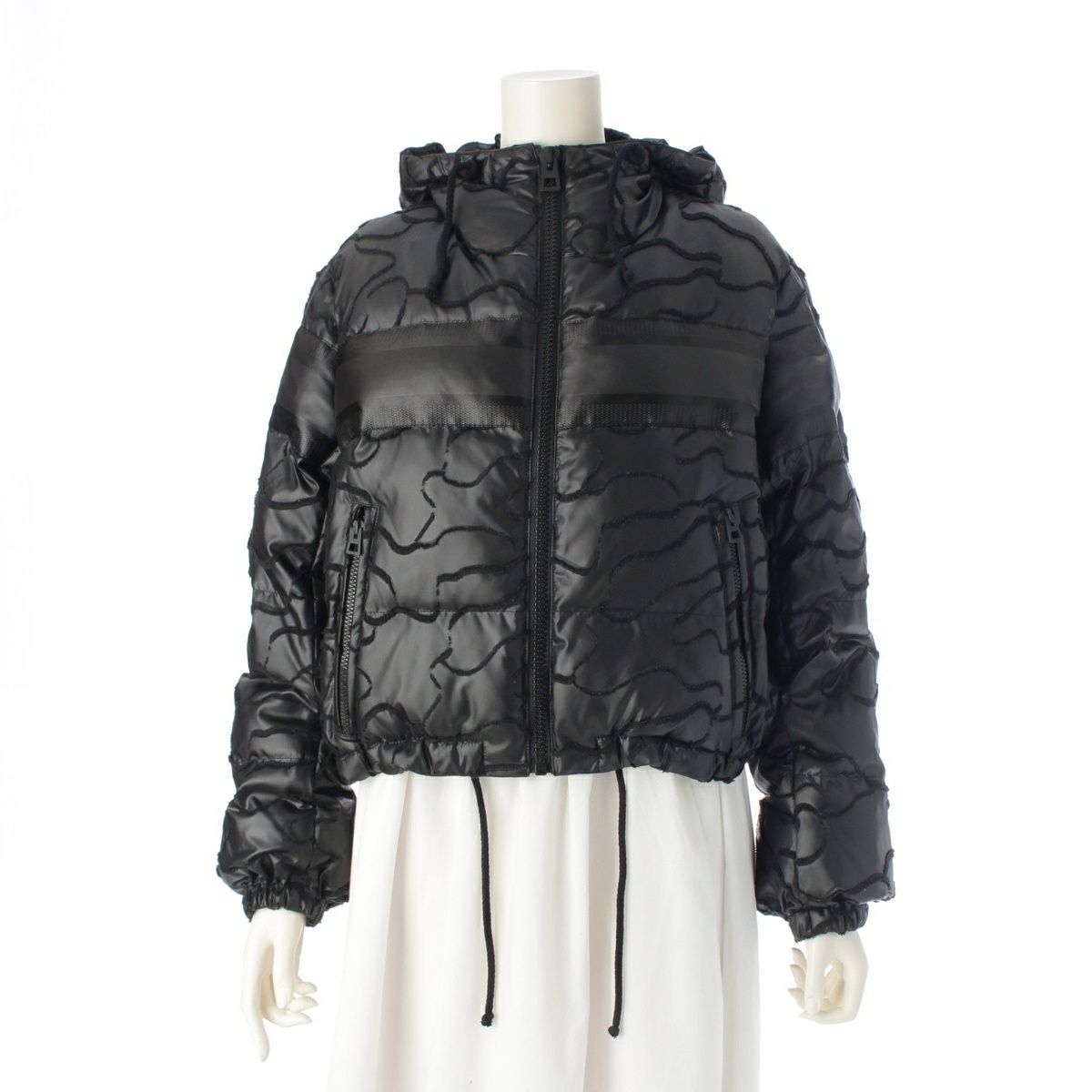 ディオール 21AW クロップド 中綿 フード パファー ジャケット 147C21A2968 ブラック XS