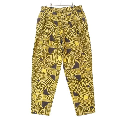 ジャンニ・ヴェルサーチェ シルク リネン サイケデリック パンツ ボトムス イエロー ブラック 50
