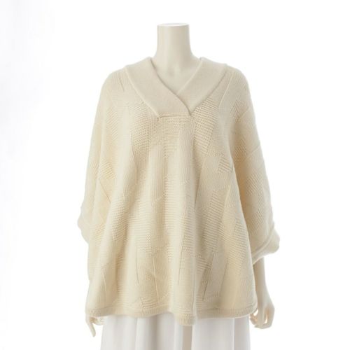 エルメス 23AW ウール ニット セーター Hモチーフ ポンチョ 3H2602D4 アイボリー ホワイト 34