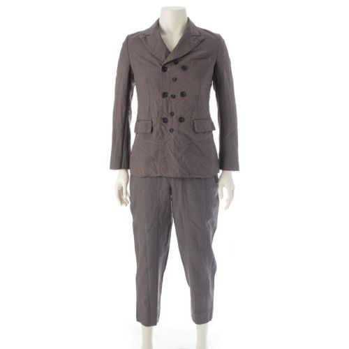 コムデギャルソン HOMME DEUX AD2024 格子柄 ボタン デザイン ジャケット パンツセットアップ スーツ DO-J030 DO-P030 ブラウン XS