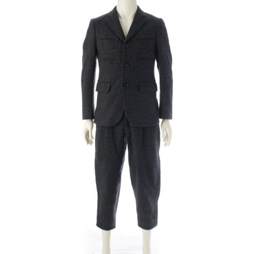 コムデギャルソン HOMME DEUX ウール AD2024 チェック デザイン スーツ セットアップ パンツ ジャケット DN-J033 DN-P034 グレー XS