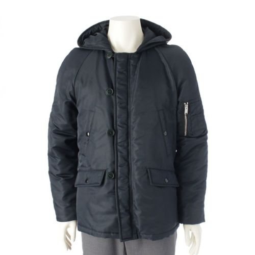 サンローラン エディ期 中綿 フーデット ミリタリーコート フライト ジャケット アウター 40808 ネイビー 46