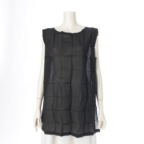 ミー イッセイミヤケ 25SS DICE PLEATS SHIRT ポリエステル ノースリーブ トップス MI51FT903 ブラック