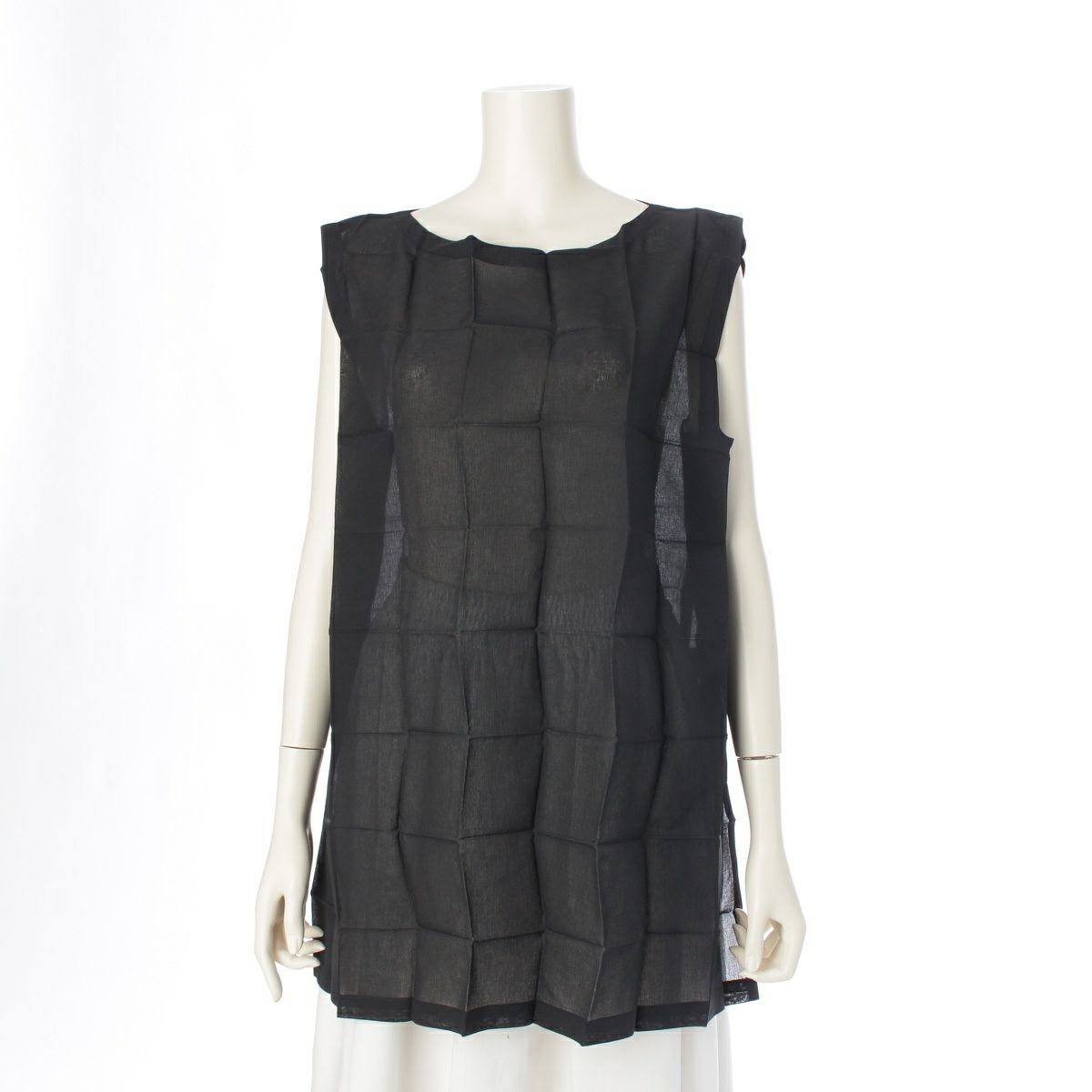 ミー イッセイミヤケ 25SS DICE PLEATS SHIRT ポリエステル ノースリーブ トップス MI51FT903 ブラック