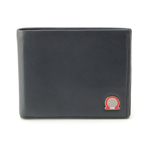 サルヴァトーレフェラガモ ガンチーニ レザー ロゴ 二つ折り財布 コンパクトウォレット ブラック