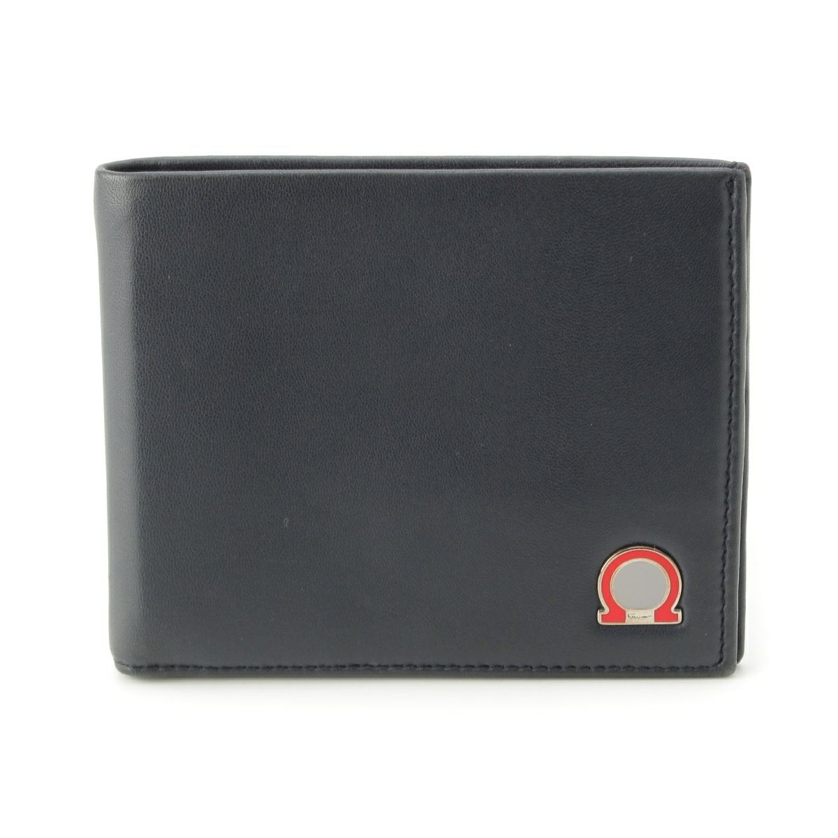 サルヴァトーレフェラガモ ガンチーニ レザー ロゴ 二つ折り財布 コンパクトウォレット ブラック