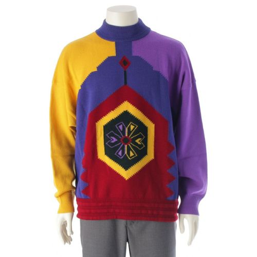 ジャンニ・ヴェルサーチェ 総柄 モックネック ニット セーター マルチカラー 52