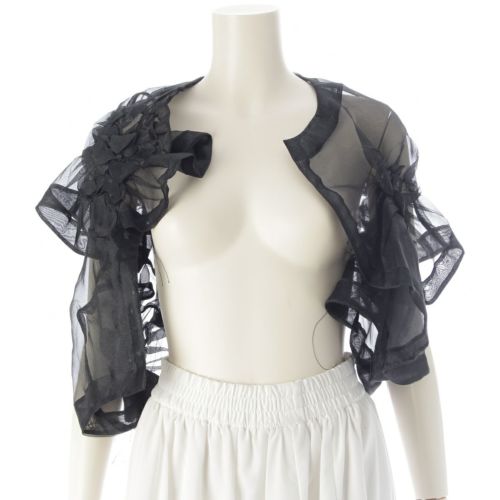 コムデギャルソン AD1996 97SS BODY MEETS DRESS ポリエステル エンブロイダリー フラワー シアーボレロ トップス シャツ GJ-100410 ブラック M