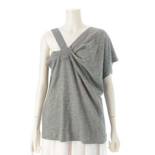 イッセイミヤケ 80s リネン 筆タグ アーカイブ ワンショルダー MDSタグ トップス 変形 グレー