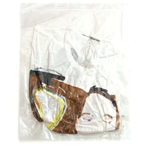 コムデギャルソン 97AW パルファム 青山限定 クリスマス限定 JEWEL プリント 半袖Ｔシャツ 未開封 真空パック トップス ホワイト マルチカラー S