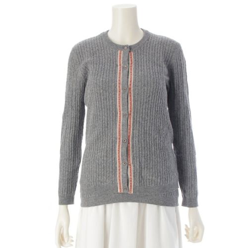 ヴァレンティノ ウール ビスコース カシミヤ ナイロン ヴィンテージ レース切替 ニット アンサンブル トップス グレー