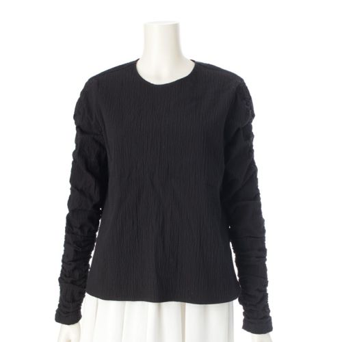 ヨリ 25SS コットン シロコン ミルフィーユギャザー ブラウス トップス SC21-25011SP ブラック 36