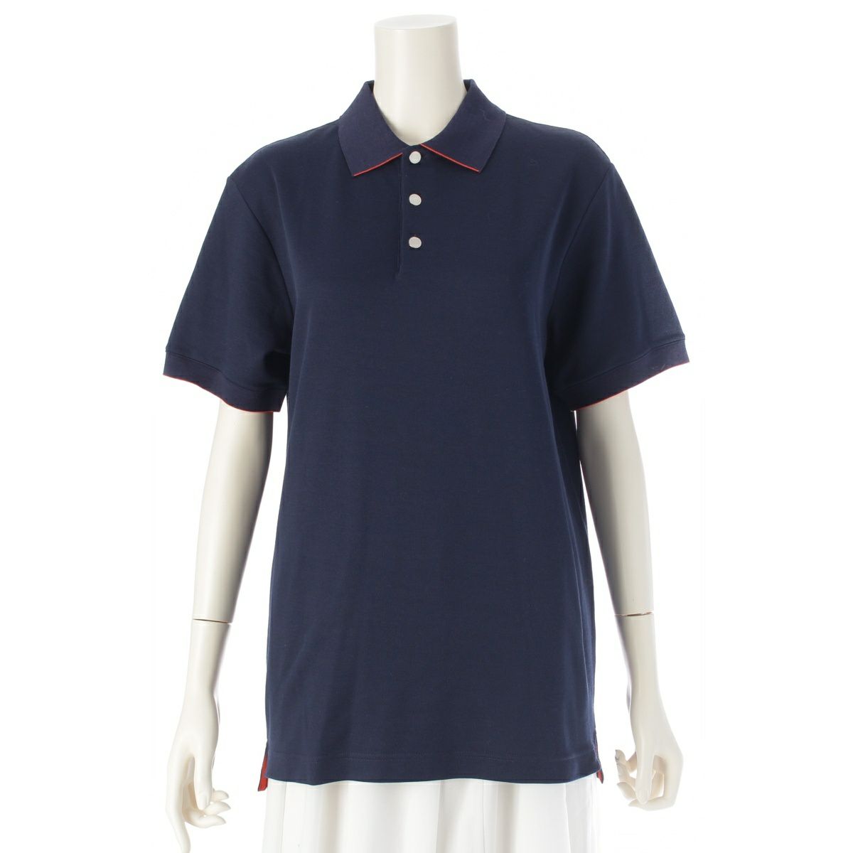 エルメス コットン セリエボタン ポロシャツ トップス ネイビー S