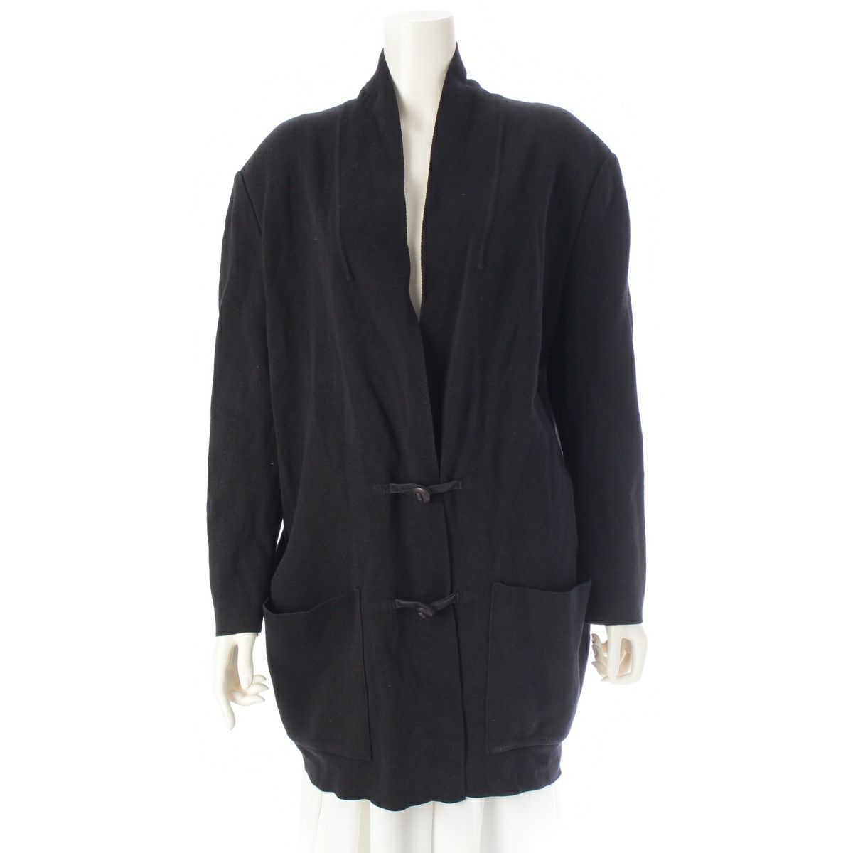 イッセイミヤケ 80s ウール混 筆タグ 変形 カーディガン トップス LE61512 ブラック M