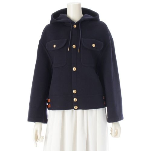 セリーヌ カシミヤ トリオンフ ダブルフェイス フーテッド テーラードジャケット 2M29B6700 ネイビー