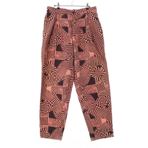 ジャンニ・ヴェルサーチェ シルク リネン サイケデリック 幾何学模様 パンツ ボトムス ピンク ブラック 50