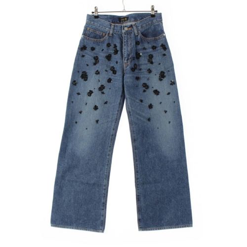 ドゥロワー 2025 PRE エンブロ ビーズ デニム パンツ ボトムス 6514-2-991598 インディゴ 34