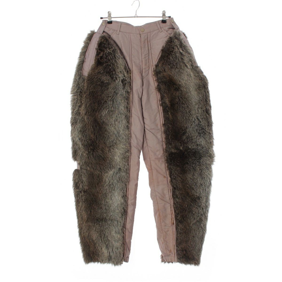 イッセイミヤケ 1982 ナイロン 単色タグ 初期タグ 2way ファー テーパード ライニング パンツ ボトムス グレージュ 6