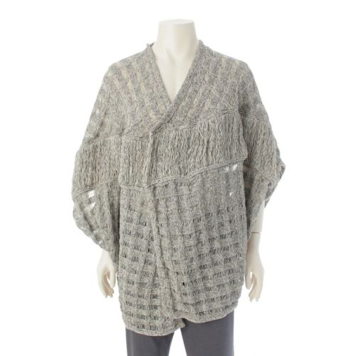 イッセイミヤケ 80s リネン ヤーン 筆タグ ドルマンスリーブ 変形 ニット カーディガン ジャケット トップス オフホワイト グレー