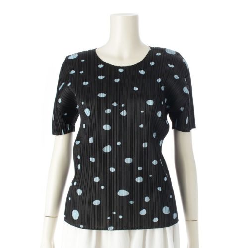 プリーツプリーズ イッセイミヤケ 09AW ドット柄 半袖 カットソー PP93-JK735 ブラック×ブルー系 3