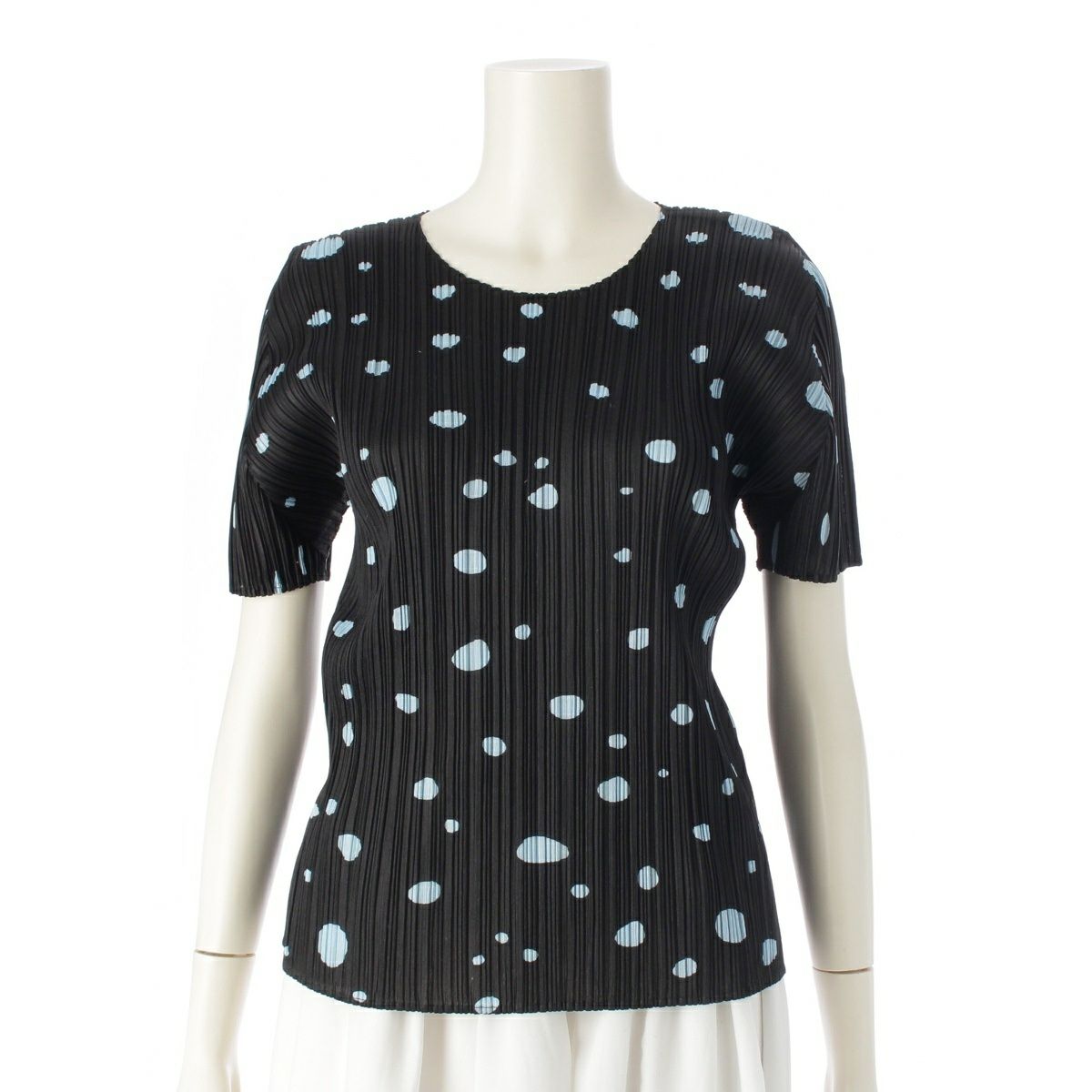 プリーツプリーズ イッセイミヤケ 09AW ドット柄 半袖 カットソー PP93-JK735 ブラック×ブルー系 3